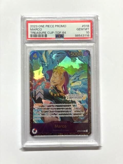 One Piece TCG PSA 10 Promo MARCO Treasure Cup Top 64 OP02-018 R - 2023 ENG - Image 1