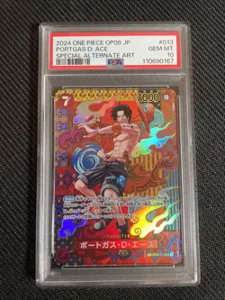 One Piece TCG PSA 10 PORTOGASE.D.ACE OP02-013 SR SP - 2024 JAP JPN JAPANESE - Image 1