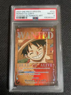 One Piece TCG PSA 8 MONKEY.D.LUFFY ST01-012 SR SP - 2023 ENG ENGLISH WANTED - Image 1