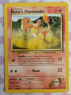 Blaine's Charmander 2000 Gym Heroes Common Pokemon Card 61/132 (LP) - Image 1