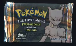 #1 1997 Topps Pokemon The First Movie Black Logo Foil Booster Pack Sealed - Image 1