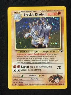 Brock's Rhydon 2/132 Holo Rare Gym Heroes Pokemon Card - Image 1