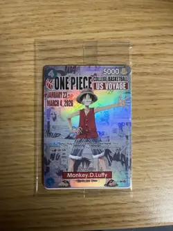 One Piece Monkey D. Luffy US Voyage College Basketball Promo Card Sealed - Image 1