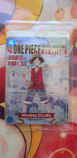 One Piece Monkey D. Luffy US Voyage College Basketball Card SEALED - Image 1