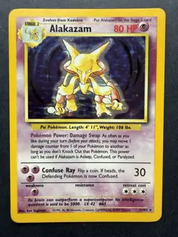 Pokemon Cards: Alakazam 1/102: Base Set rare Holo: NM - Image 1
