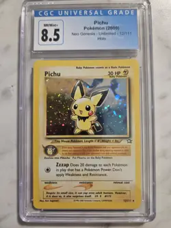 Pokemon Neo Genesis TCG Unlimited Holo Rare Pichu Card 12/111 - Image 1