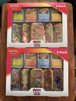 Pokemon TCG Scarlet & Violet 151 Mini Tins 5-Pack Costco Bundle Compete Set of 2 - Image 1