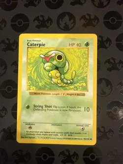 Caterpie - Shadowless - 45/102 Base Set - Pokemon TCG - 1999 - Image 1