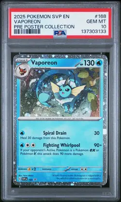 2025 POKEMON SVP EN-SV BLACK STAR PROMO #168 VAPOREON PSA 10 - Image 1