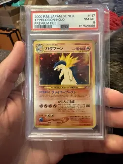 Pokemon PROMO Typhlosion #157 Premium File 1, Neo JP PSA 8 - Image 1