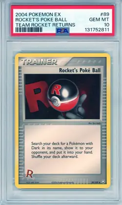 2004 POKEMON EX #89 ROCKET'S POKE BALL GEM MT PSA 10 TEAM ROCKET RETURNS NONHOLO - Image 1