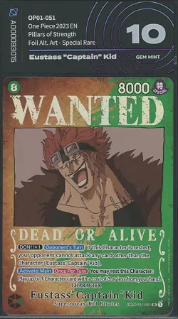 Eustass "Captain" Kid OP01-051 - One Piece Pillars of Strength - AiGrading 10 - Image 1