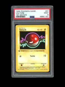 Pokemon PSA 9 MINT Voltorb 1st Edition Shadowless Base Set 1999 Card 67/102 - Image 1