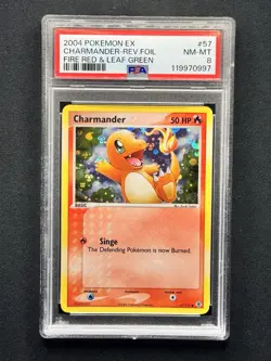2002 Pokemon EX Fire Red & Leaf Green Charmander 57/112 Reverse Holo PSA 8 NM-MT - Image 1