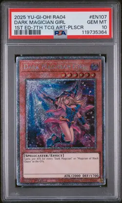 2025 YU-GI-OH! RA04-QUARTER CENTURY STAMPEDE #EN107 DARK MAGICIAN GIRL PSA 10 - Image 1