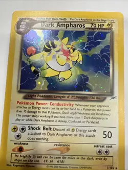 Pokemon Neo Destiny Dark Ampharos Holo Card 1/105 2000 Unlimited Rare - Image 3