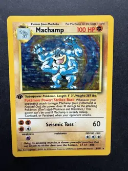 Pokemon Cards: Machamp 8/102: Base Set 1st Edition Holo Rare: LP - Image 1