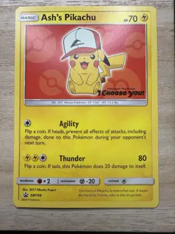 ASH'S PIKACHU - SM109 Pokemon TCG - Special Promo Card - Red- NM+ - Image 1