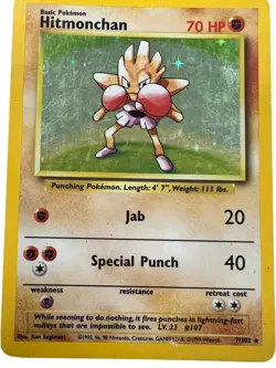 Hitmonchan Pokemon Card Base Set Holo Rare 70 HP Collectible (D) T2348 D147 - Image 3