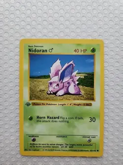 Pokemon TCG Nidoran M Base Set Card 055/102 Vintage 1st Edition Shadowless - Image 1