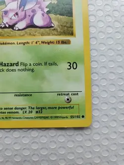 Pokemon TCG Nidoran M Base Set Card 055/102 Vintage 1st Edition Shadowless - Image 4