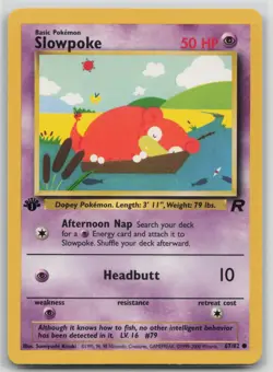 1st Edition Vintage Pokemon Card Slowpoke Common Team Rocket 67/82 VLP - Image 1
