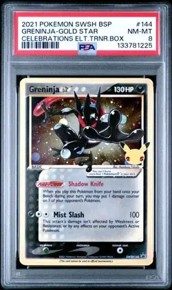 2021 POKEMON SWSH BSP GRENINJA-GOLD STAR CELEBRATIONS ELT.TRNR.BOX PSA PSA 8 - Image 1
