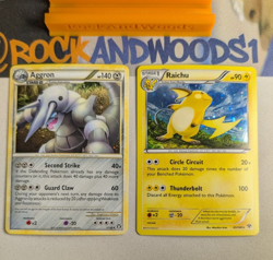 Aggron 1/102 Triumphant Holo & Raichu 43/146 XY Base Set Cosmos Holo Pokemon NM - Image 1