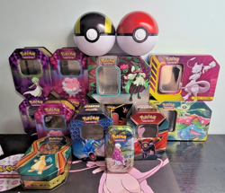 Pokemon TCG Mixed Lot 15 Empty Collectible Tins + Accessories Bundle - Image 1