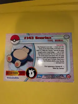 Pokemon Topps Snorlax #143 2000 TV Animation Blue Logo NM Condition - Image 2