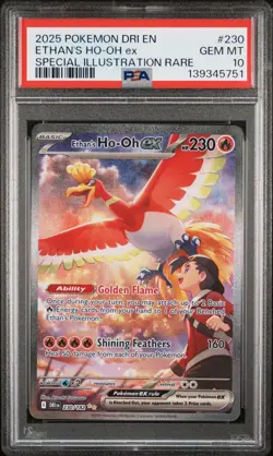 2025 POKEMON DRI EN-DESTINED RIVALS #230 ETHAN'S HO-OH EX PSA 10 - Image 1