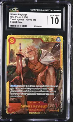 ONE PIECE TWO LEGENDS | SECRET RARE | SILVERS RAYLEIGH OP08-118 | CGC GRADED 10 - Image 1