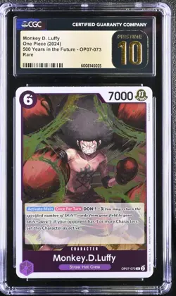 CGC PRISTINE 10 Monkey D. Luffy 500 Years in the Future #OP07-073 2024 One Piece - Image 1