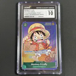 One Piece P-037 Luffy 1st Anniversary Tournament Participant Promo Anv CGC 10 - Image 1