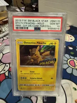 2019 POKEMON SM BLACK STAR PROMO #SM170 DETECTIVE PIKACHU-HOLO PSA 10 - Image 1