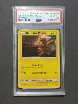 Pokemon PSA 10 PIKACHU SM190 - DETECTIVE PIKACHU - 2019 HOLO PROMO - GEM MINT - Image 1