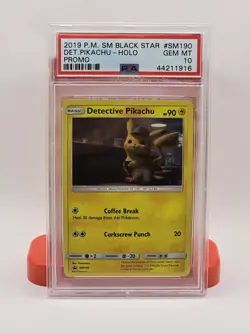 Pokemon TCG Detective Pikachu SM190 Promo Holo 2019 PSA 10 - Image 1