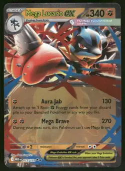 Pokemon Cards Mega Lucario ex 077/132 Mega Evolution Double Rare NM - Image 1