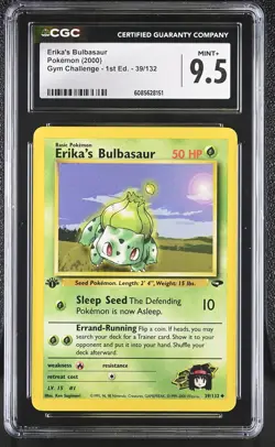 CGC 9.5 MINT+ Erika's Bulbasaur Gym Challenge 1st Edition 39/132 Pokemon Card - Image 1