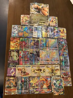 40 mixed pokemon cards including 2 V MAXs and other valuables. Good condition. - Image 1