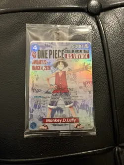 One Piece Monkey D. Luffy US Voyage College Basketball Card Rutgers 1/23 IN HAND - Image 1