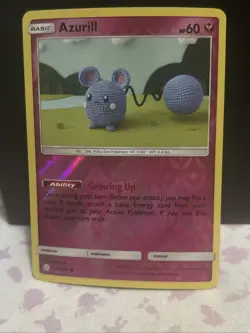 REVERSE HOLO Azurill 146/236 NM Asako Ito Crocheted Cosmic Eclipse Pokemon Card - Image 1