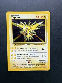 Pokemon Cards: Zapdos 16/102: Base Set Holo Rare: LP - Image 1