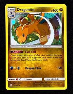 2019 Pokemon DRAGONITE Team Up COSMOS HOLO Rare Sun & Moon Set Card 119/181 MINT - Image 2