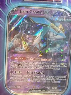Pokemon TCG Paradox Destinies Iron Crown EX Tin Factory Sealed 5 Packs Cards + - Image 4