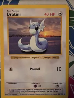 Dratini Base Set Shadowless 26/102 Pokemon Card Vintage WOTC MP - Image 1
