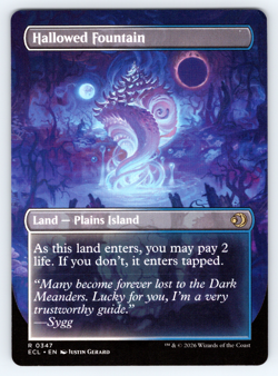 Hallowed Fountain Borderless Dual Side - Pack Dmg Corner - Lorwyn Eclipsed MTG - Image 3