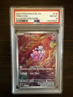 PSA 8 Tinkatink Illustration Rare 216 2023 Pokemon Paldea Evolved - Image 1