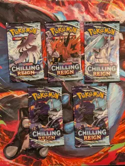 Pokemon Sword & Shield Chilling Reign Booster Pack - 5 Packs Sealed 820650808470 - Image 1