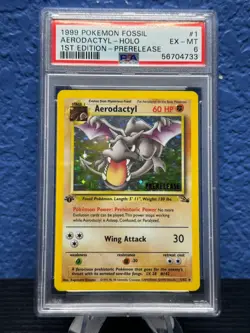 1999 Pokemon Fossil #1 Aerodactyl-Holo 1st Edition PSA 6 Prerelease - Image 1